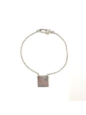 Gucci Logo Plate Silver Bracelet Bangle